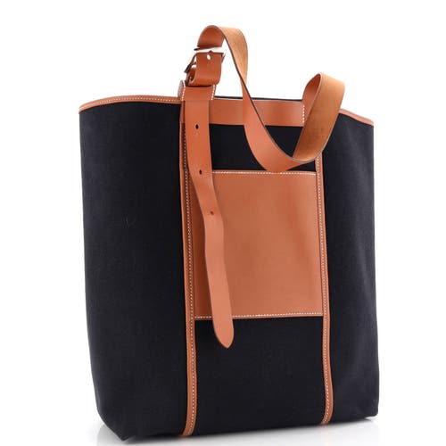Pre-owned Hermes  Hermes Etriviere Pocket Tote Toile And Leather 27 In Black