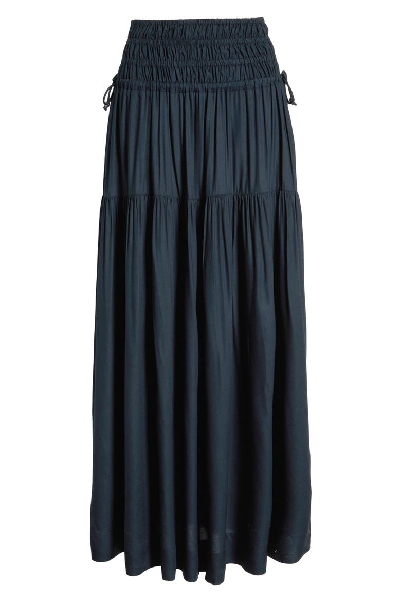 Smocked Cover-Up Midi Skirt, Alternate, color, BLACK