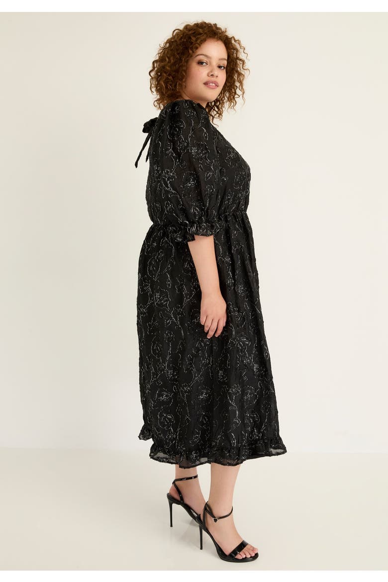Metallic Jacquard Dress, Alternate, color, BLACK ONYX