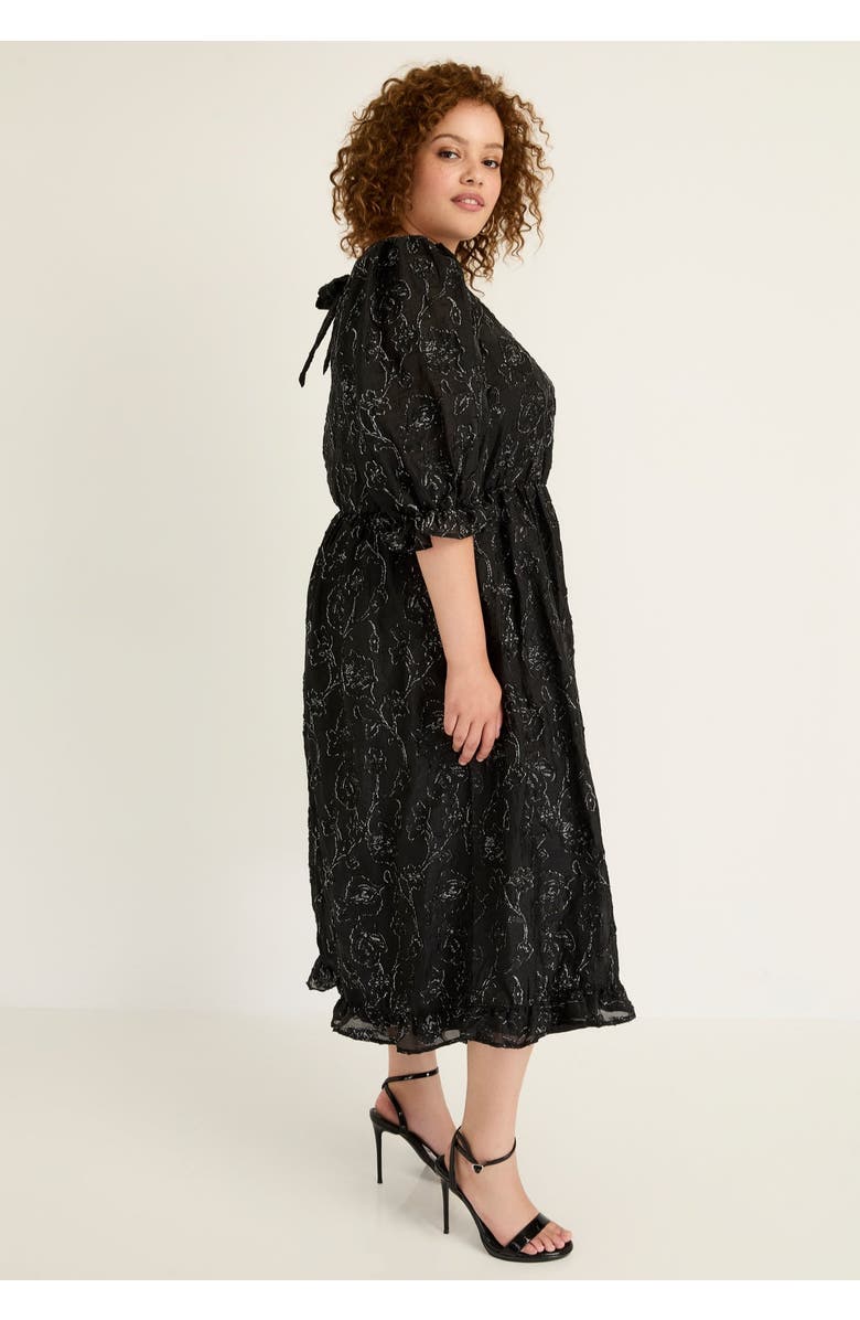 June + Vie Metallic Jacquard Dress, Alternate, color, Black Onyx
