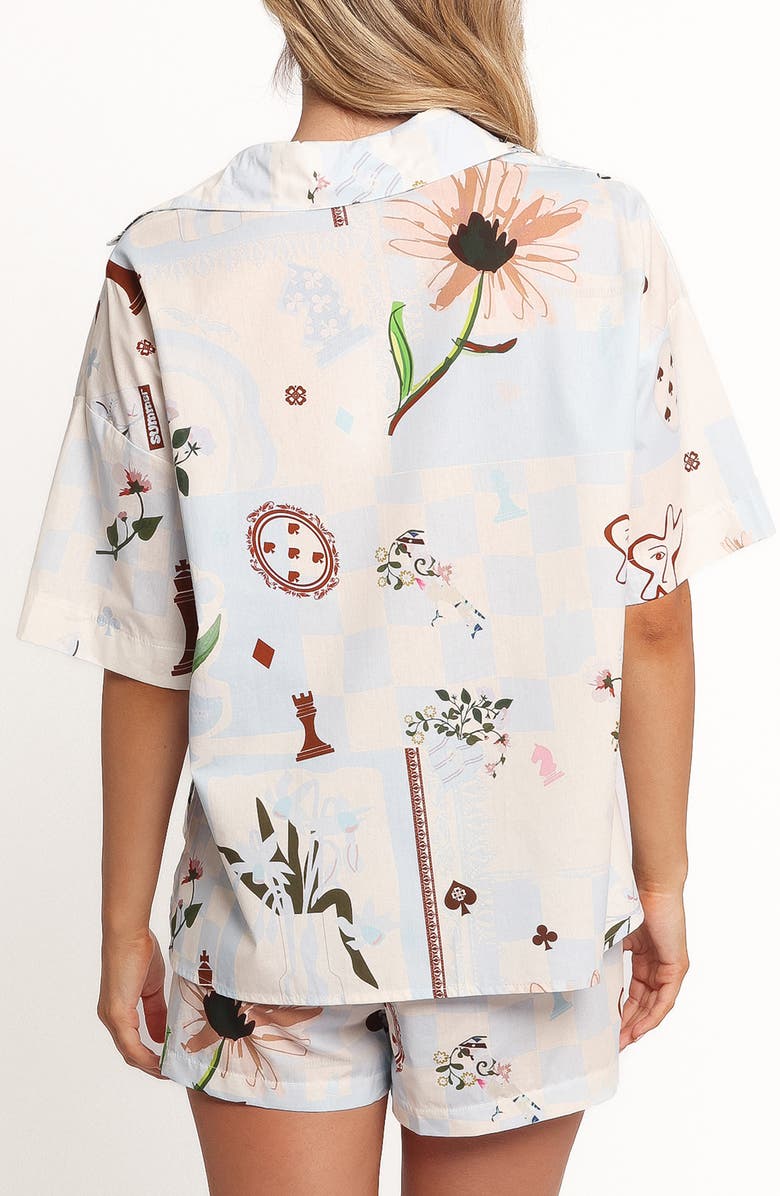 Petal & Pup Jaymes Oversized Cotton Camp Shirt, Alternate, color, Blue Floral