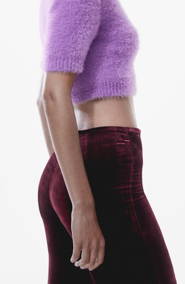 MANGO Seamed Flare Velvet Pants, Alternate, color, 