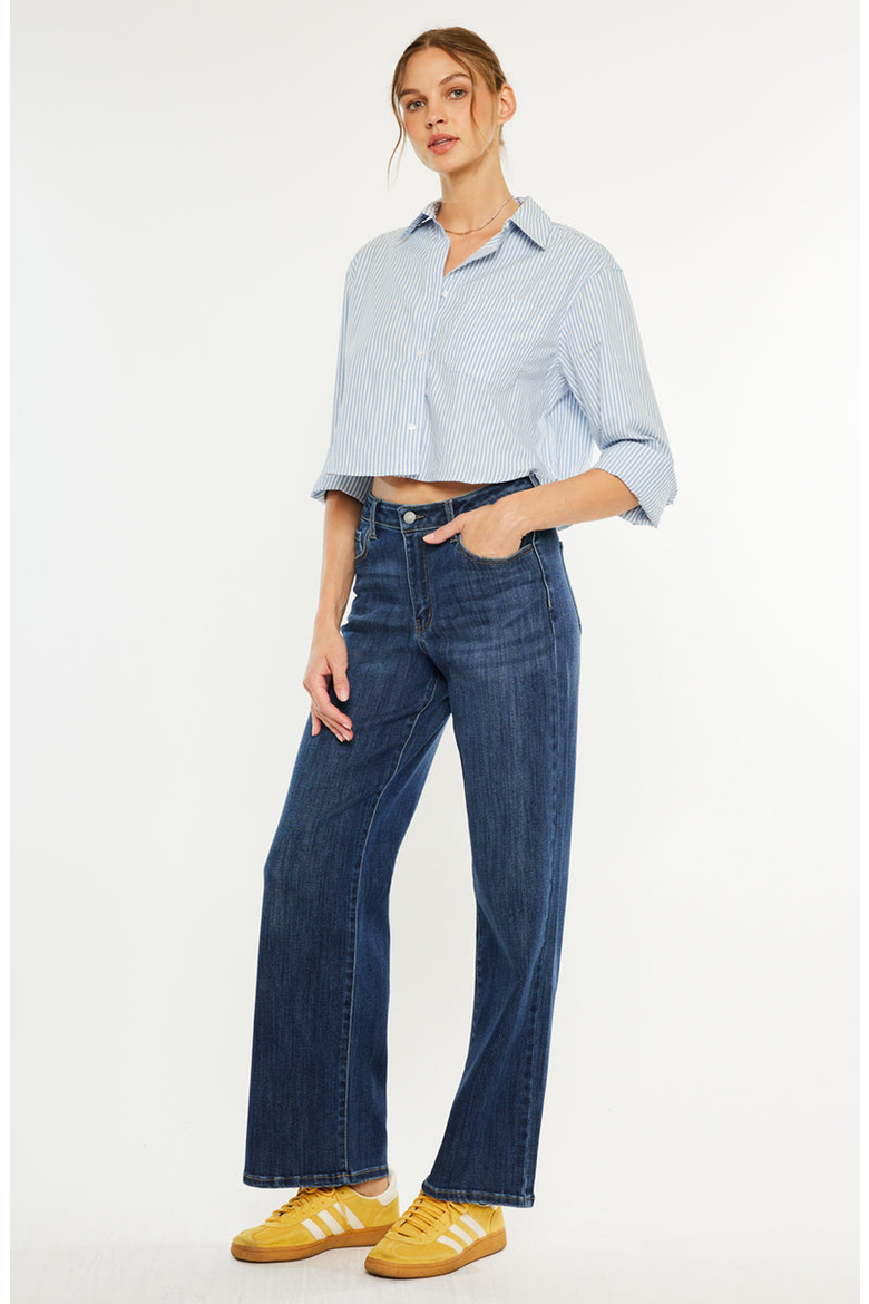 Samia Essentials High Rise Wide Leg Jeans, Alternate, color, Dark Wash