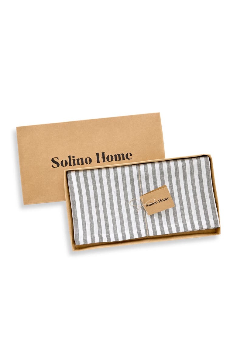 Solino Home Linen Table Throw - Amalfi Stripe, 52" x 52", 52" x 52", Alternate, color, Grey And White