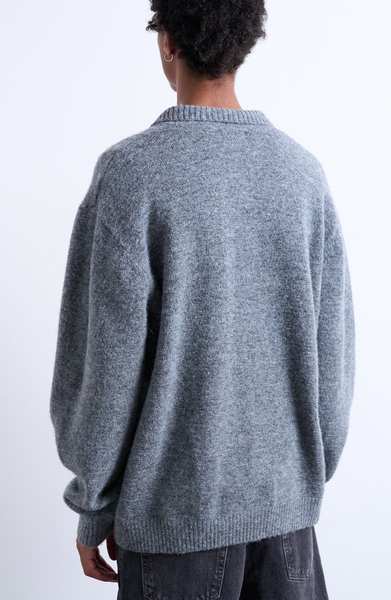 Topman Oversize Rib Polo Sweater, Alternate, color, Charcoal