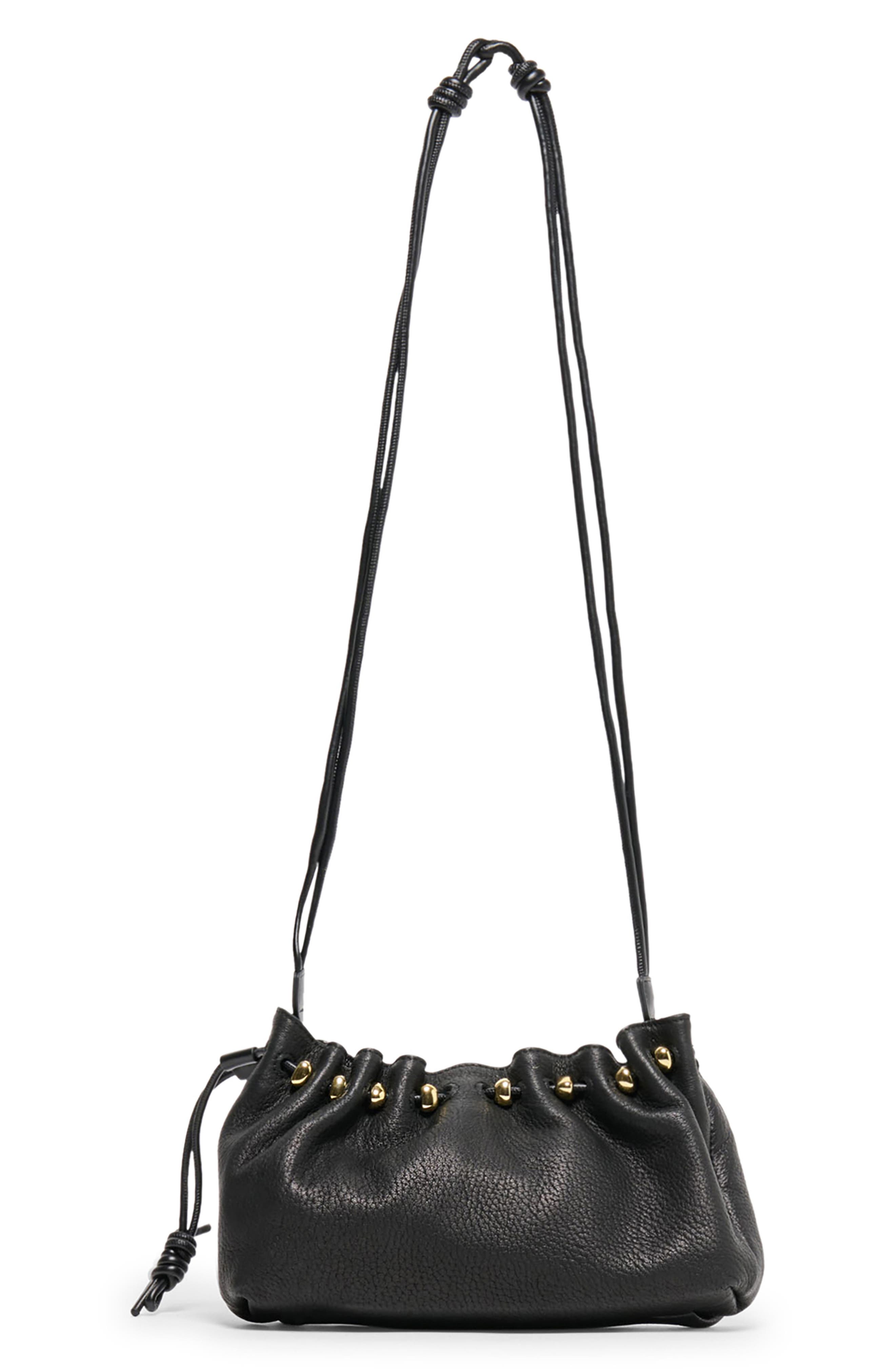 Tori Leather Shoulder Bag, Alternate, color, BLACK