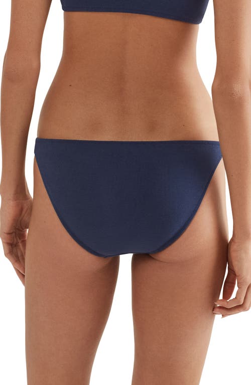Polo Ralph Lauren Navy Blue Slip Bikini With Logo In Navy