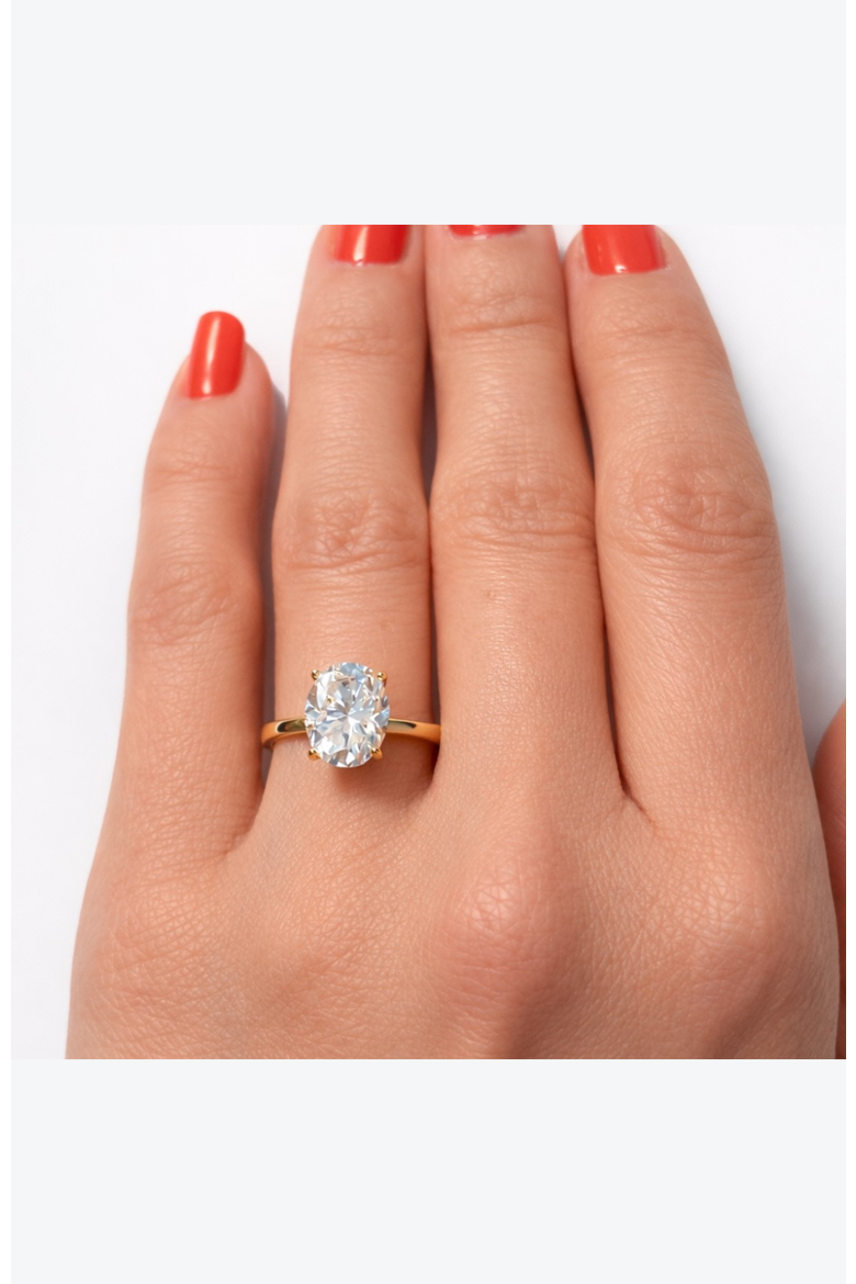Elena Oval Moissanite Solitaire Vermeil Ring, Alternate, color, Gold