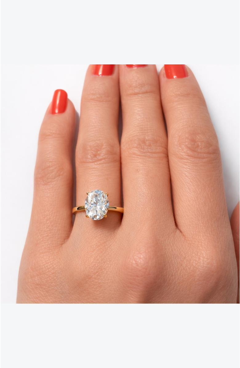 DLORIA Elena Oval Moissanite Solitaire Vermeil Ring, Alternate, color, Gold