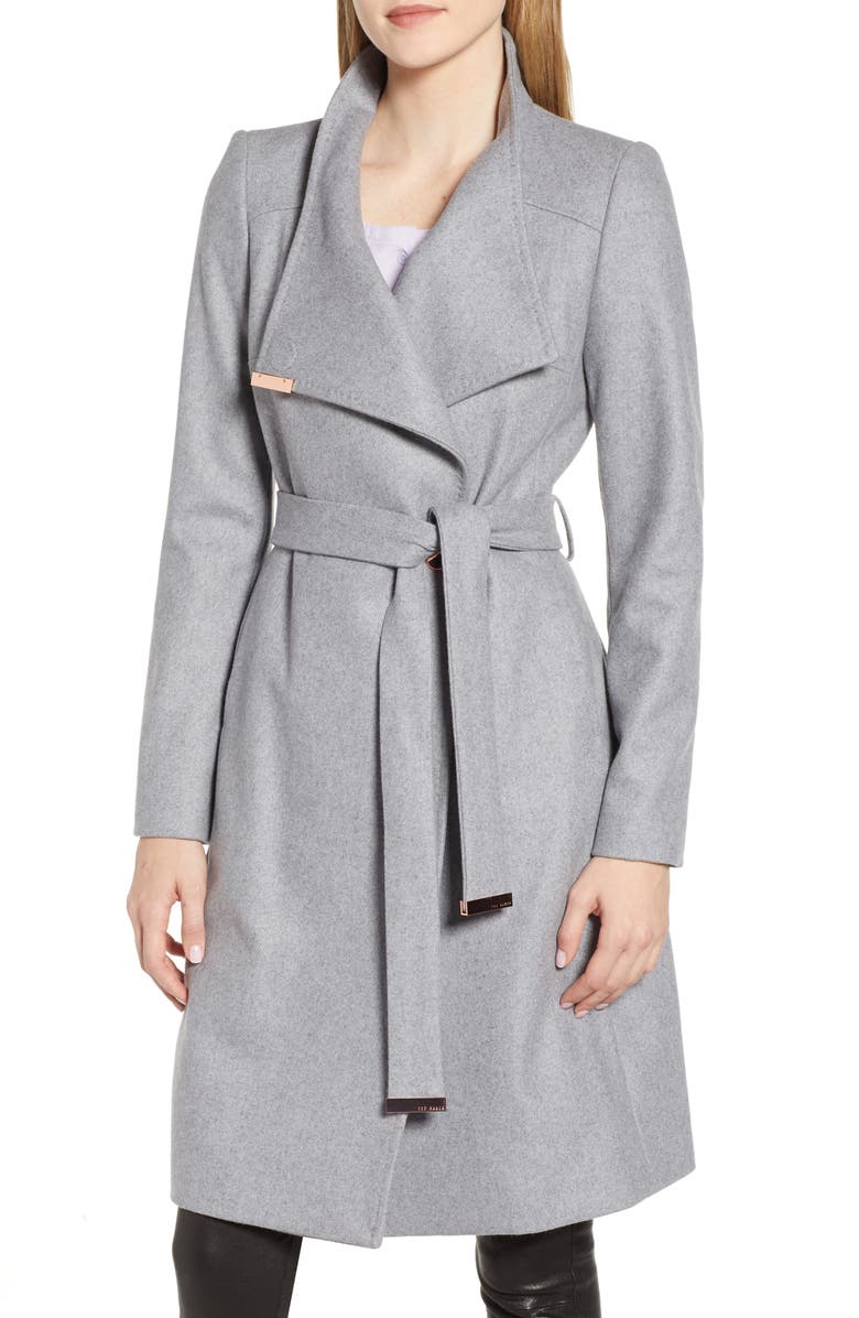 Ted Baker London Wool Blend Long Wrap Coat, Main, color, 