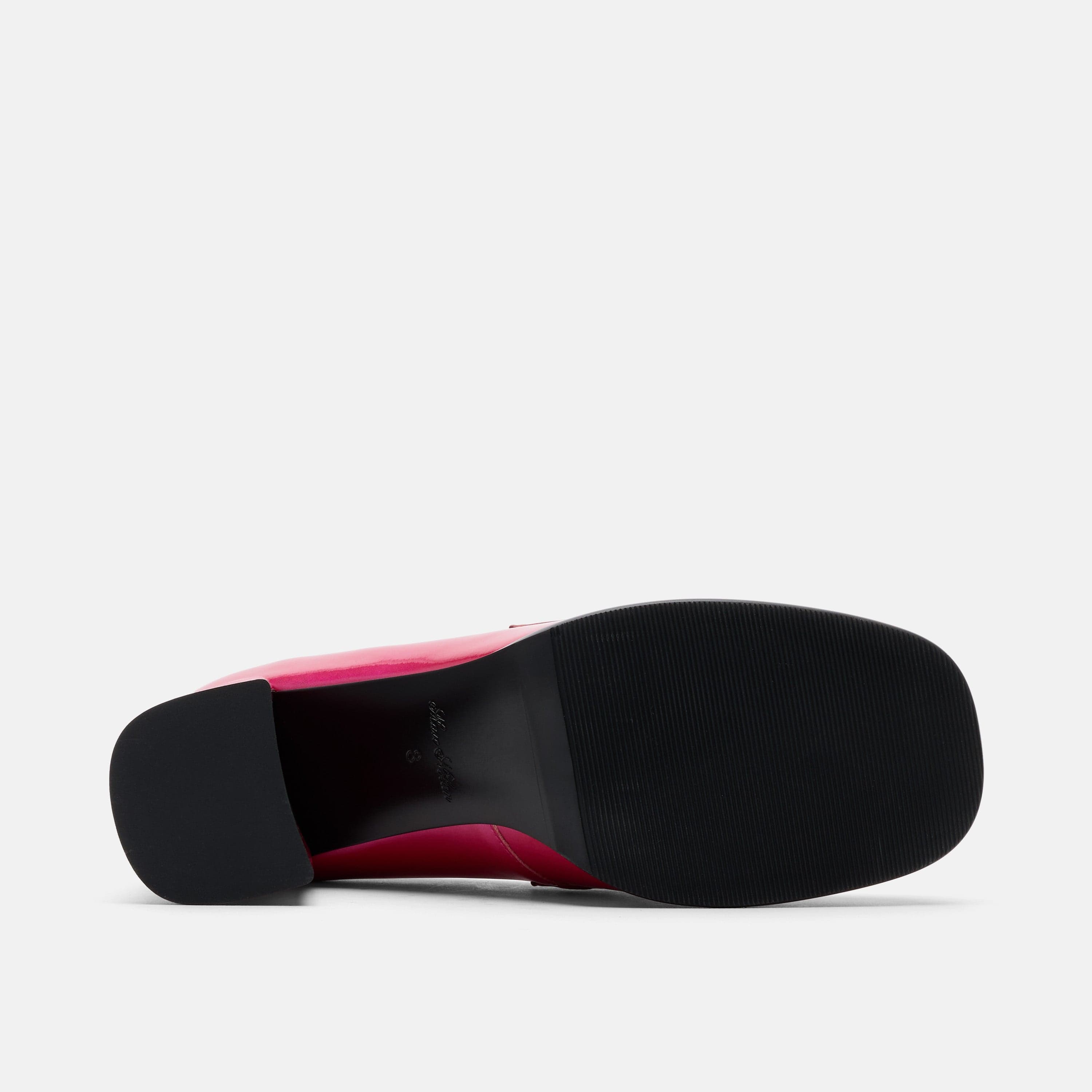 Margot Leather Penny Loafer Block Pumps, Alternate, color, Magenta