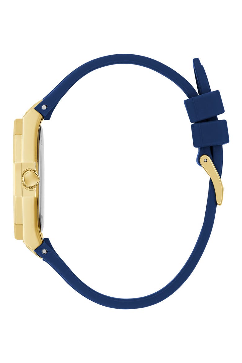 Desire Crystal & Mother-of-Pearl Silicone Strap Watch, 36mm, Alternate, color, BLUE