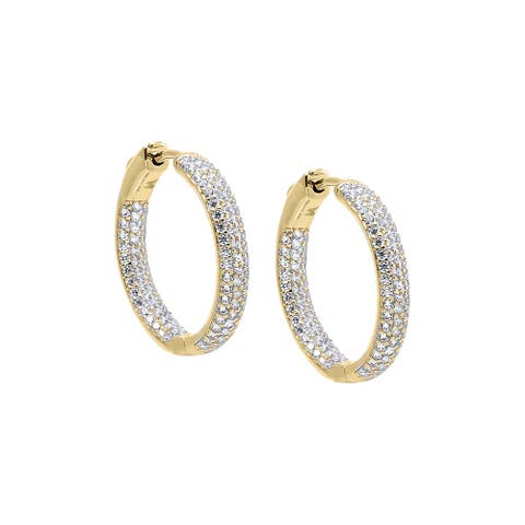 CZ Pavé Chunky Hoop Earring