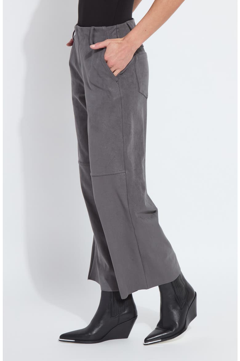 Amina Foil Wide Leg Crop Pants, Alternate, color, LIQUID CHARCOAL