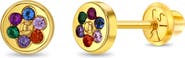 In Season Jewelry 14k Round Multicolored Flower Earrings