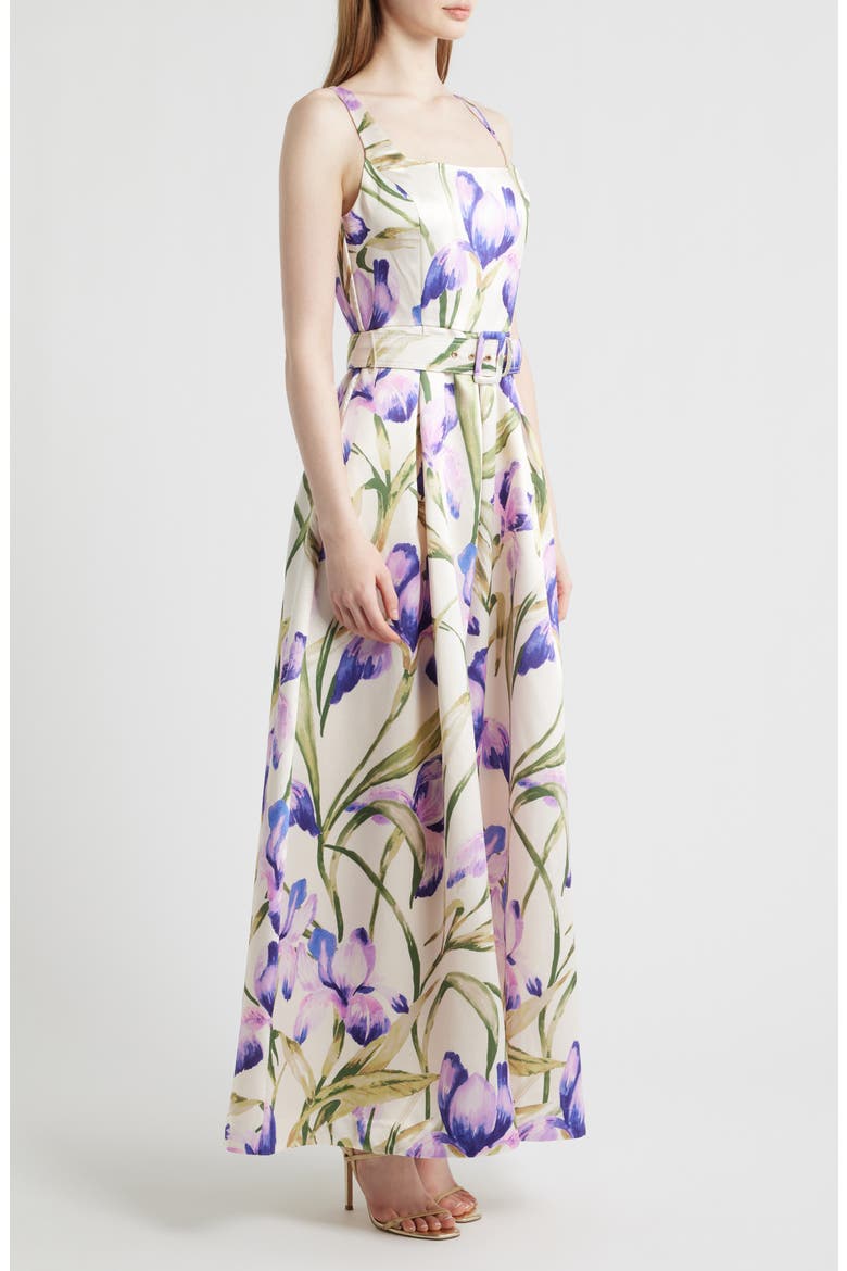 Floral A-Line Gown, Alternate, color, PURPLE MULTI