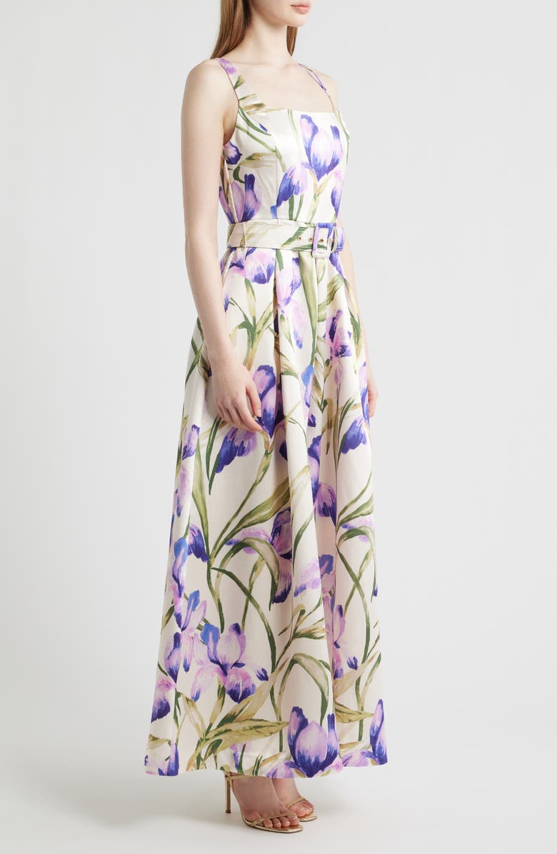 Julia Jordan Floral A-Line Gown, Alternate, color, Purple Multi