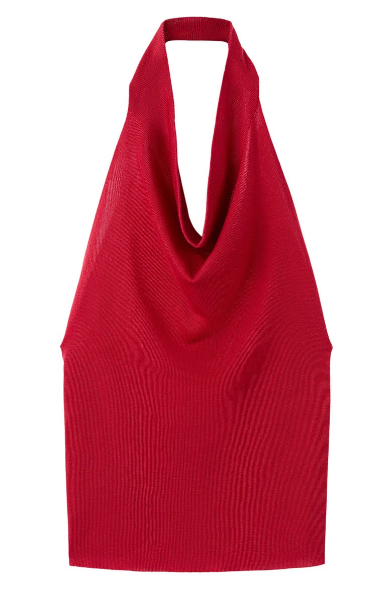 Knit Halter Neck Open Back Top, Alternate, color, RED