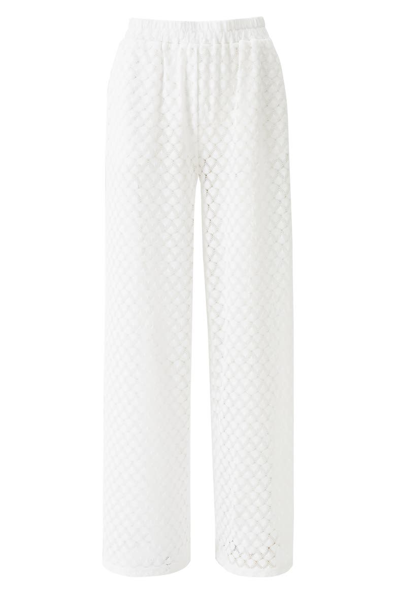 Adi Open Knit Straight Leg Cover-Up Pants, Alternate, color, WHITE