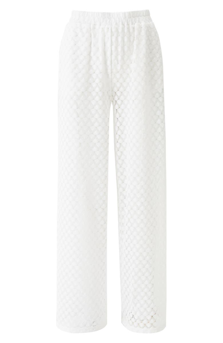 Melissa Odabash Adi Open Knit Straight Leg Cover-Up Pants, Alternate, color, White