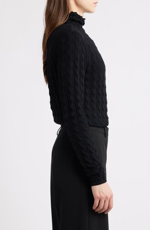 Margaret O'leary 3-d Cotton Turtleneck In Black