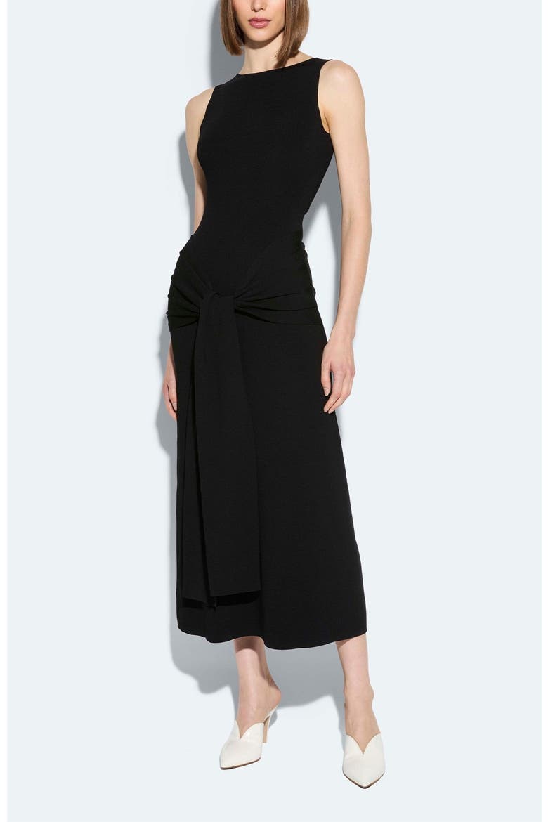 Matte Viscose Waist Tie Dress, Main, color, Black