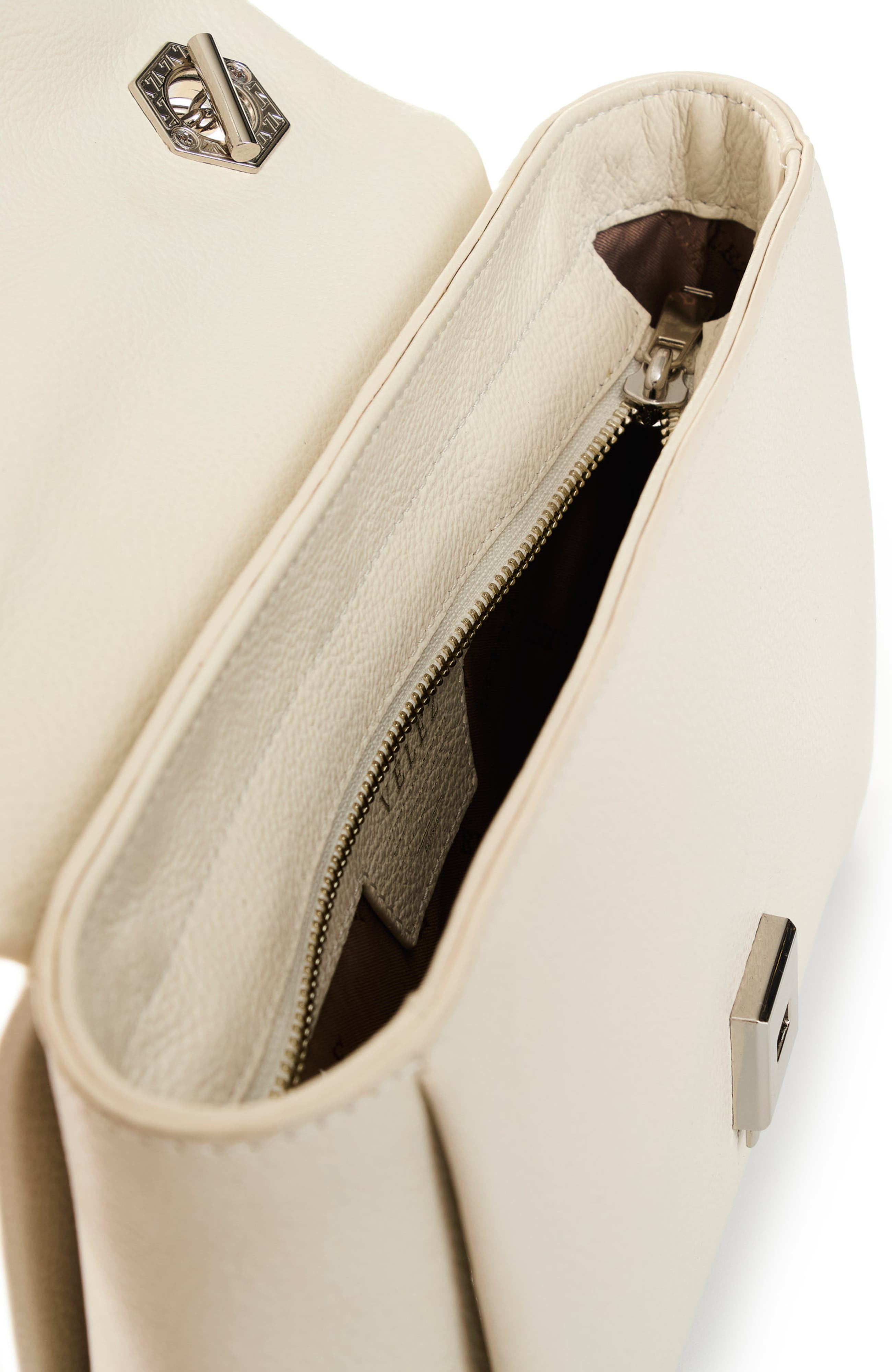 Lili Leather Bowling Bag With Chain, Alternate, color, White
