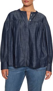 Sanctuary Personal Best Shirred Button-Up Shirt
