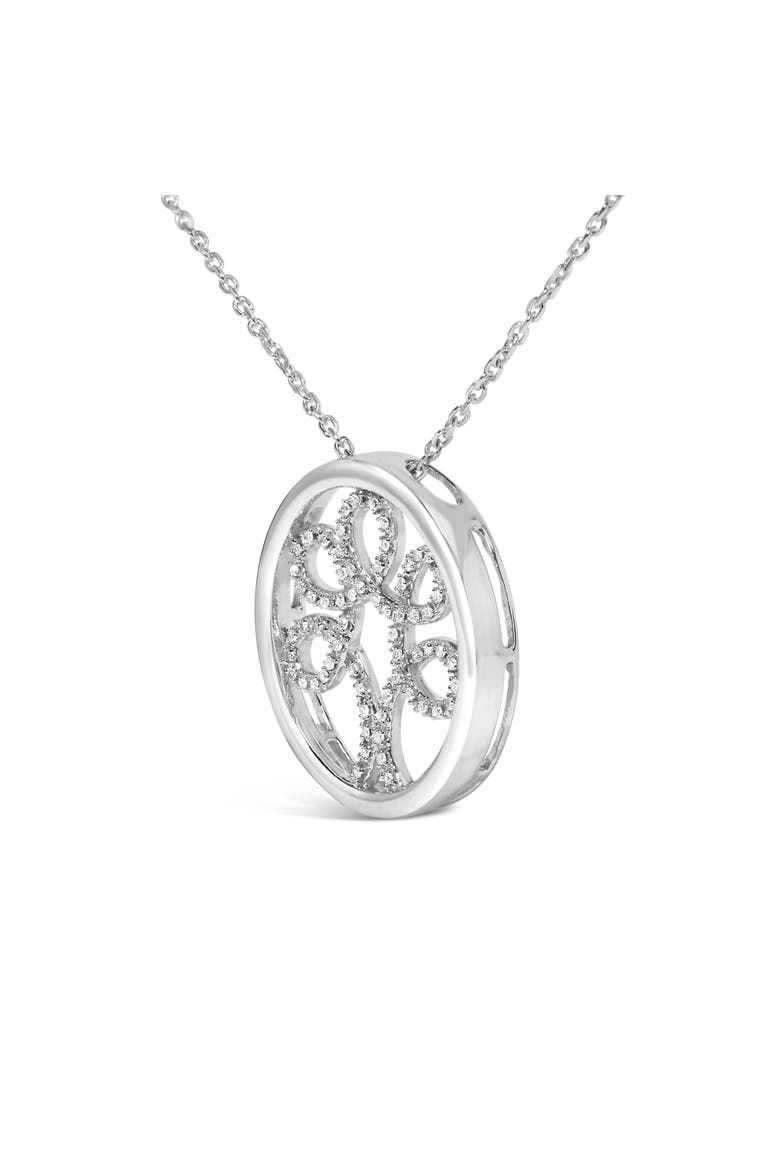 Silver 1/10 Cttw Diamond Tree of Life Pendant Necklace, Alternate, color, White