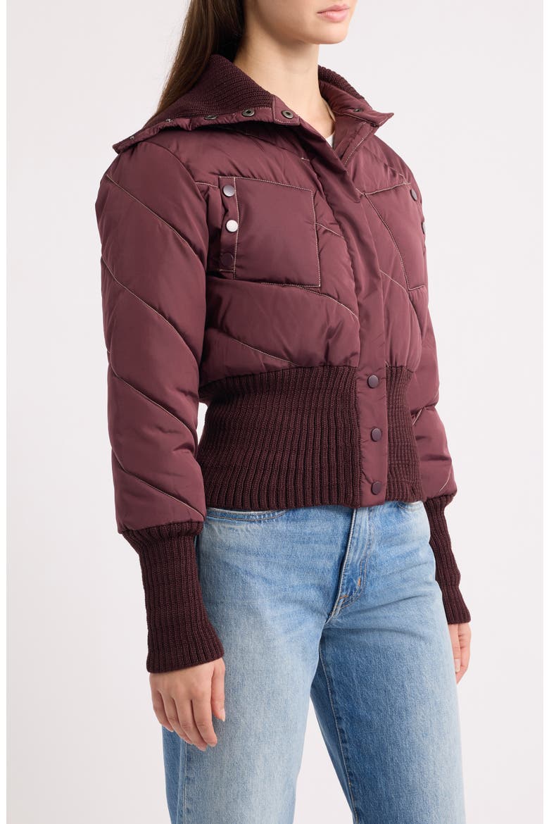 Asymmetrical Quilted Puffer Jacket, Alternate, color, ROSE