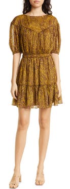 Ted Baker London Mairley Leaf Print Ruffle Hem Dress