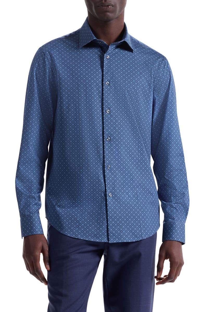 Bugatchi James OoohCotton<sup>®</sup> Button-Up Shirt, Main, color, Cobalt