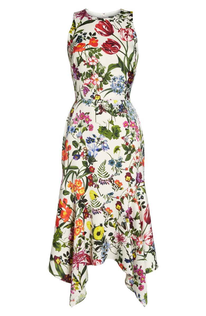 Maggy London Botanical Print Charmeuse Midi Dress, Alternate, color, 