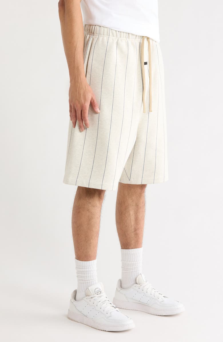 Fear of God Essentials x MLB Yankees '90s Drawstring Cotton Blend Sweat Shorts, Alternate, color, Oatmeal Heather/ Pinstripes