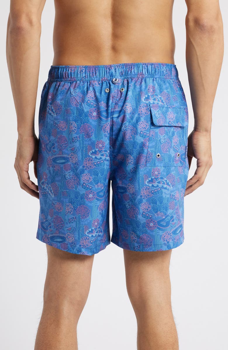 Peter Millar Day of the Dead Swim Trunks, Alternate, color, Sailor Blue