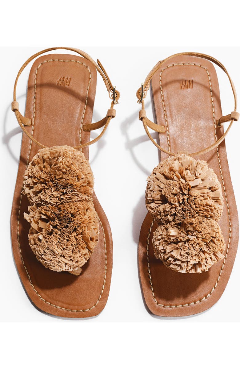 H&M Appliquéd Strappy Sandals, Alternate, color, Dark Beige