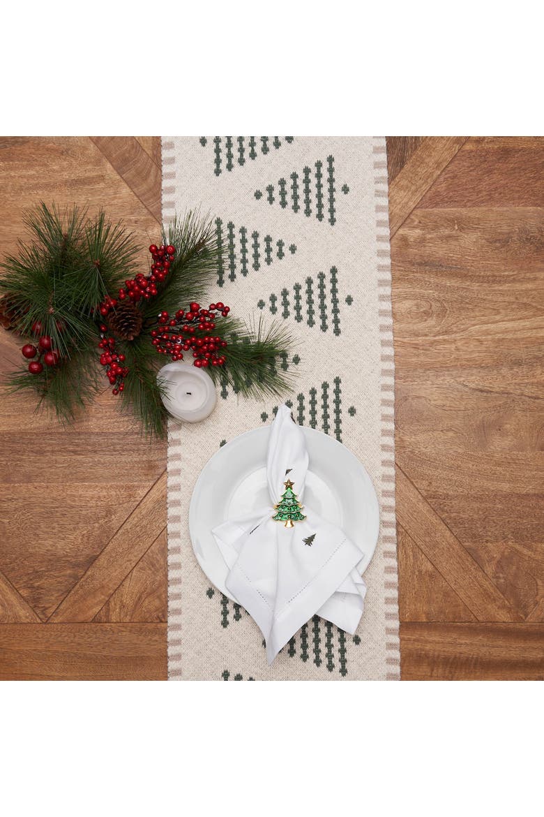 Evergreen Pine Tree Forest Striped Christmas Runner 14" x 72", Alternate, color, Green