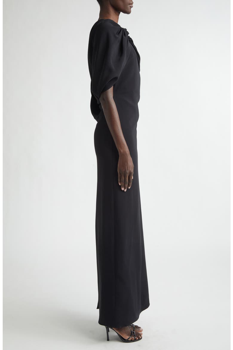 Drape Sleeve Stretch Cady Column Gown, Alternate, color, BLACK