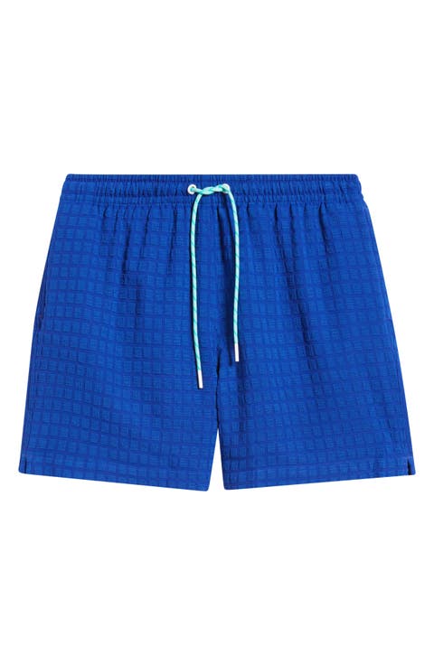 The Citrus Punches Grid Textured 5.5-Inch Swim Trunks
