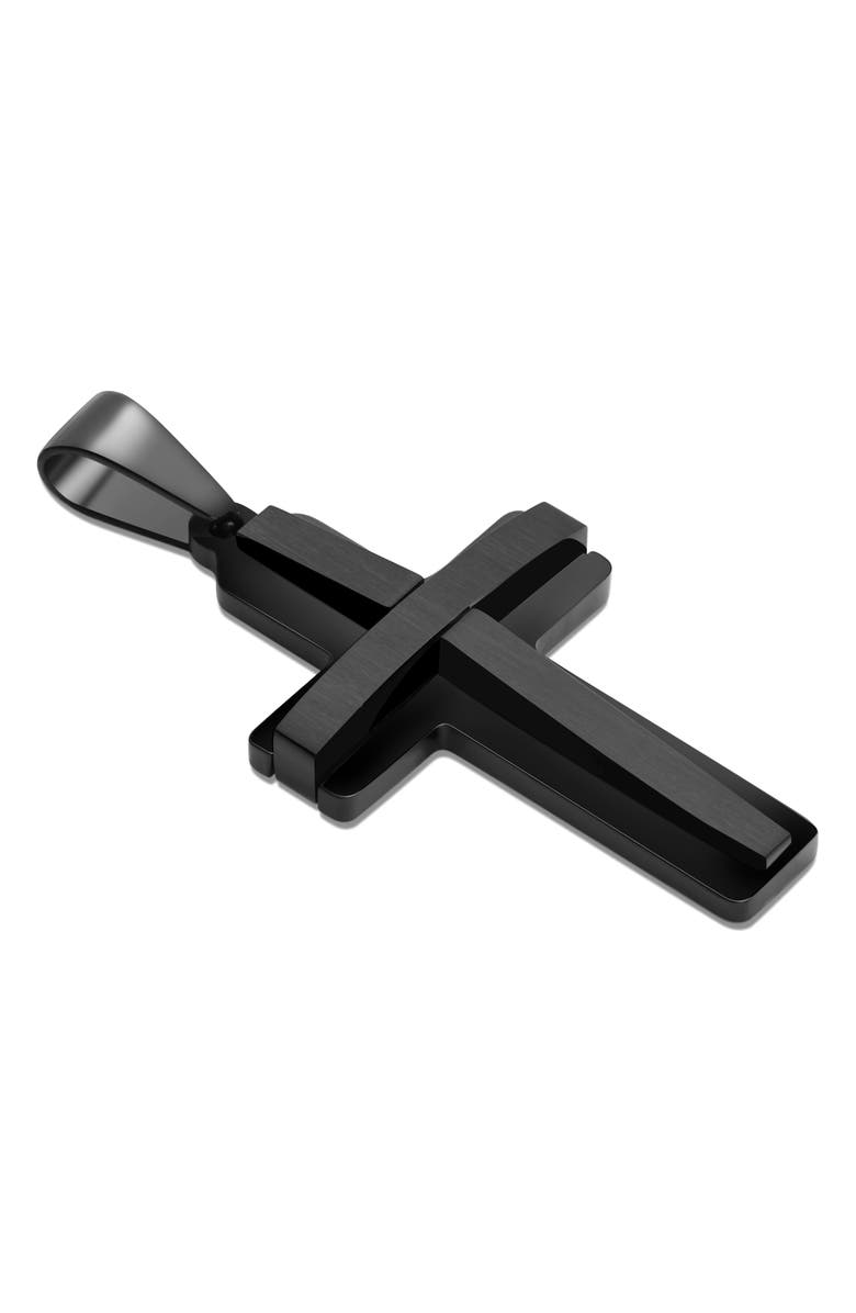 EDFORCE Men's Cross Pendant Necklace, Alternate, color, Black