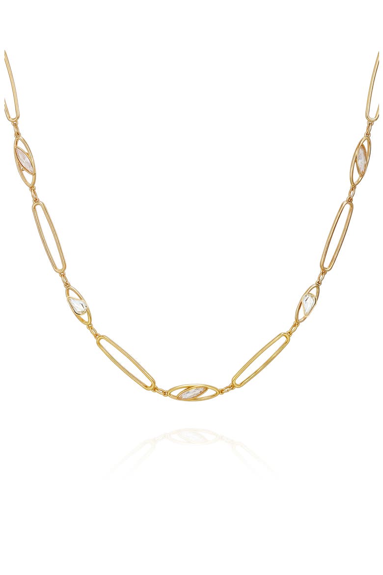 Crystal Link Collar Necklace, Alternate, color, GOLD TONE