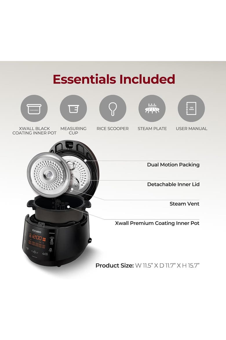10-Cup (Uncooked) Heating Pressure Rice Cooker  with Nonstick Inner Pot, Auto Clean, Alternate, color, Black
