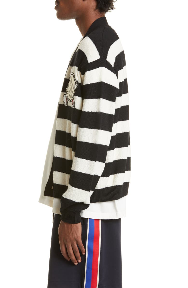 Moncler Running Logo Stripe Cardigan, Alternate, color,