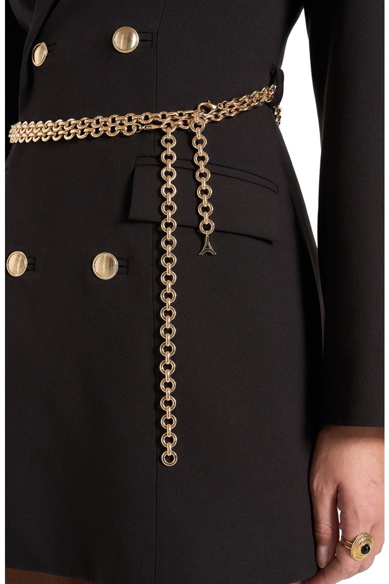 Zara Double Breasted Blazer Dress With Chain, Alternate, color, Black