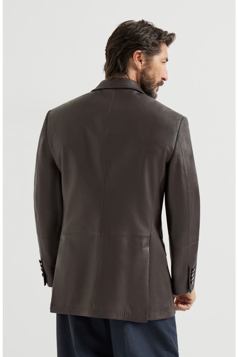 Calfskin blazer, Alternate, color, Chocolate