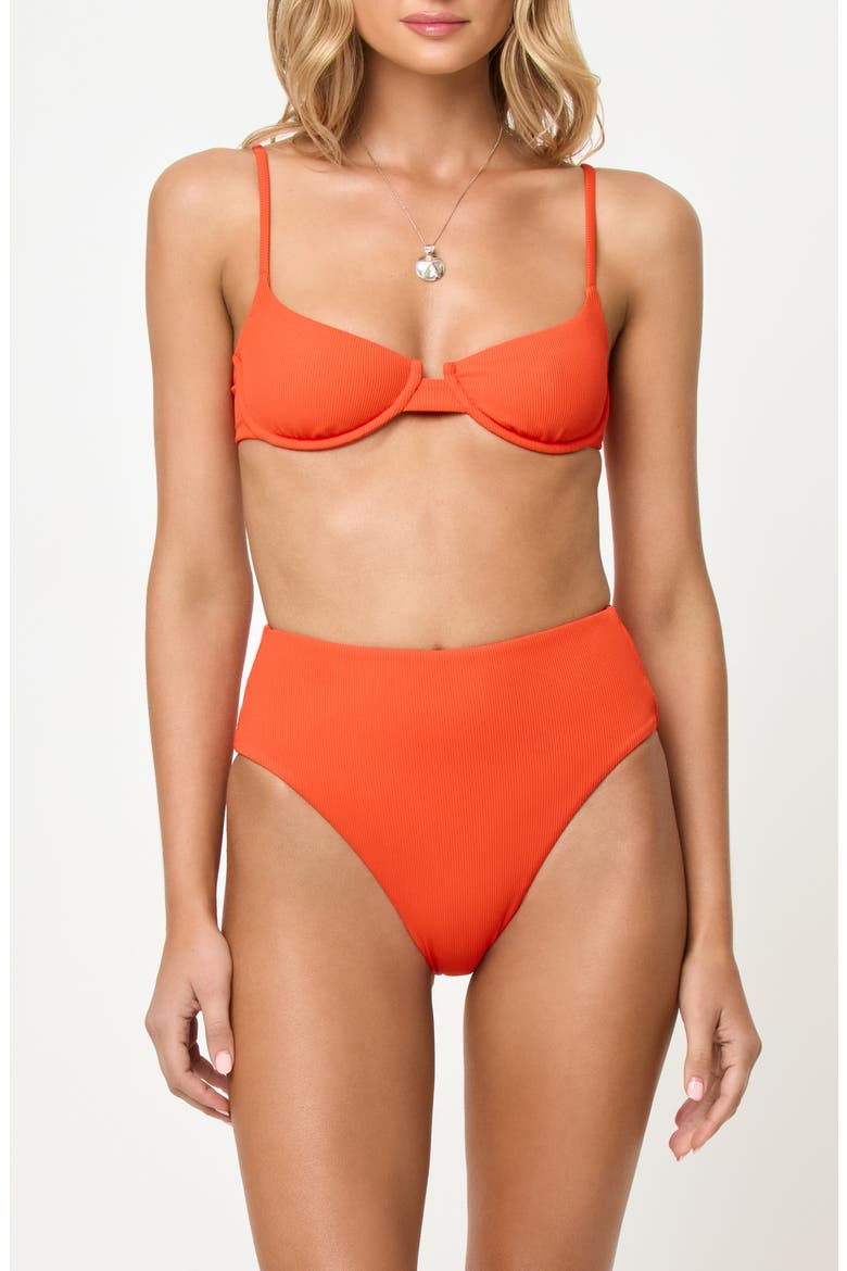 Belle Underwire Jacquard Bikini Top, Alternate, color, POPPY