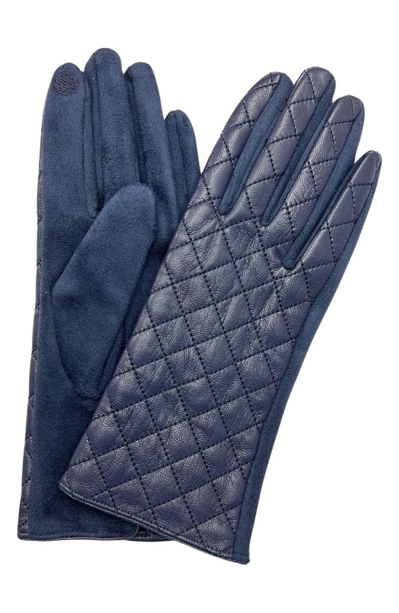 MARCUS ADLER Quilted Faux Leather Gloves, Main, color, Navy