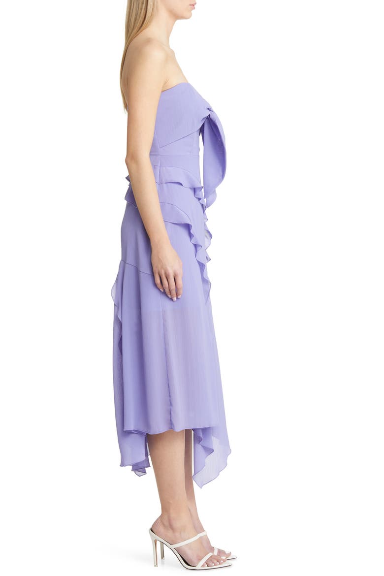Ruffle Strapless Georgette Dress, Alternate, color, LILAC