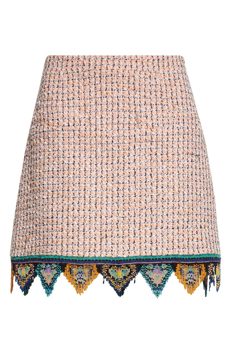 Etro Bead Fringe Tweed Miniskirt, Alternate, color, Multicolor Orange Base
