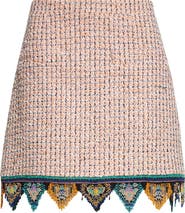 Etro Bead Fringe Tweed Miniskirt